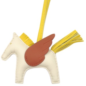 エルメス バッグチャーム ロデオPM ペガサス アニョーミロ マルチカラー アイボリー 黄色 茶  中古