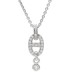 エルメス ネックレス シェーヌダンクル アンシェネ K18WG シルバー 18K 750AU WG ダイヤモンド 29石 中古