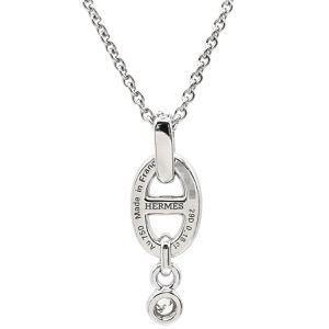 エルメス ネックレス シェーヌダンクル アンシェネ K18WG シルバー 18K 750AU WG ダイヤモンド 29石 中古