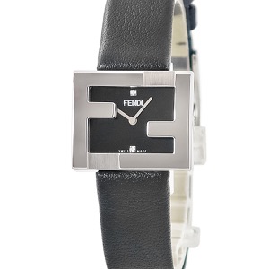 フェンディ マニア レクタンギュラー F100101001 未使用 ズッカフェイス 純正ダイヤ シルバー 黒 クオーツ