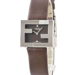 フェンディ マニア レクタンギュラー F100101701 未使用 ズッカフェイス 純正ダイヤ シルバー 茶 クオーツ