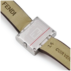 フェンディ マニア レクタンギュラー F100101701 未使用 ズッカフェイス 純正ダイヤ シルバー 茶 クオーツ