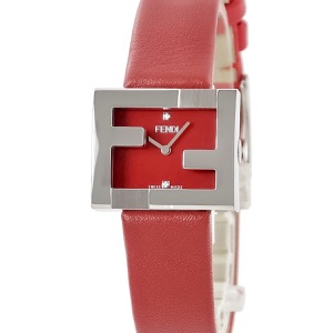 フェンディ マニア レクタンギュラー F100101901 未使用 ズッカフェイス 純正ダイヤ シルバー 赤 クオーツ