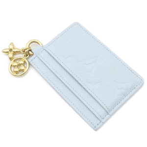 ルイヴィトン カードケース ポルト カルト LV チャーム モノグラムアンプラント ブルー 水色 モノグラムフラワー カード入れ M83585 中古