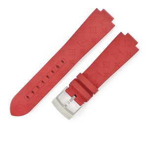 ルイヴィトン 腕時計パーツ 純正 タンブール用 ラバーバンド ラバー レッド ワンタッチ 替え 予備 ベルト 純正SS製尾錠付き モノグラム 21mm レッド 赤 中古