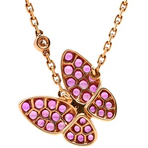 ヴァンクリーフアーペル ネックレス ドゥ パピヨン ペンダント K18PG ゴールド ピンクゴールド 18K ピンクサファイア ダイヤモンド  VCARO3M200 中古