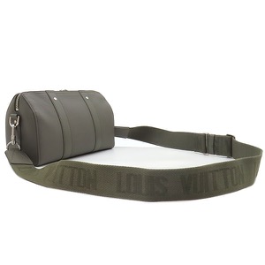 ルイヴィトン 2WAYバッグ シティ キーポル グレインレザー カーキグリーン 深緑 ボストン ショルダー イニシャル刻印あり M21437 中古