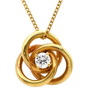 ティファニー ネックレス スリーフープ ダイヤ ネックレス K18YG ゴールド T&Co. Au750 18K 18金 1粒 1P 中古