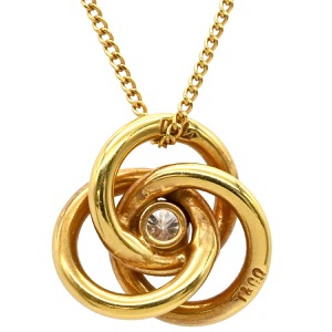 ティファニー ネックレス スリーフープ ダイヤ ネックレス K18YG ゴールド T&Co. Au750 18K 18金 1粒 1P 中古