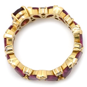 リング 指輪 ルビー ダイヤリング K18YG ゴールド レッド 赤 オーバルミックスカット 18K 750 YG  中古