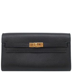 エルメス 長財布 ケリーウォレット ロング トゥーゴー ヴォーエプソン ブラック 黒 ショルダー 中古