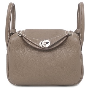 エルメス ショルダーバッグ リンディ ミニ 20 トリヨンクレマンス グレー グレージュ 中古