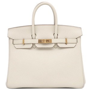 エルメス ハンドバッグ バーキン25 トゴ ホワイト オフホワイト RG PG 中古