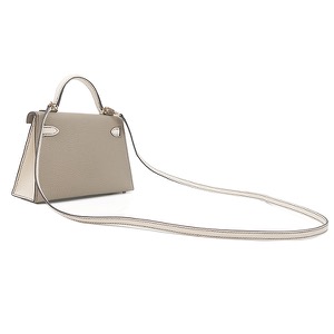 エルメス 2WAYバッグ ミニケリードゥ 外縫い シェーブル グレー 【PO品】 グレージュ オフホワイト バイカラー 中古