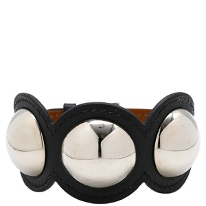 エルメス ブレスレット パッサージュ クルーテ レザー ブラック T2 黒 中古