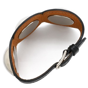 エルメス ブレスレット パッサージュ クルーテ レザー ブラック T2 黒 中古