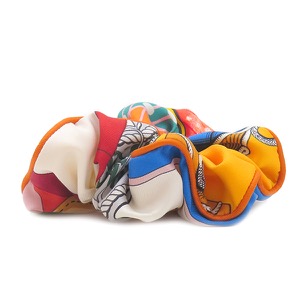 エルメス ヘアアクセサリー クラウディア シュシュ シルク オレンジ 中古