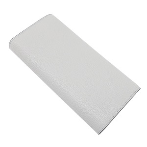 ミュウミュウ 長財布 二つ折り ロゴ レザー グレー ロングウォレット カードケース付き 5MH109 中古