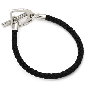 エルメス ブレスレット エトリエ メタル ブラック レザーブレスレット 黒 あぶみモチーフ 中古