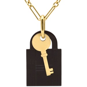 エルメス ネックレス アミュレット パドロック GM バッファローホーン ブラック カデナ・鍵モチーフ  中古