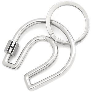 エルメス キーホルダー フェール ア シュヴァル ステンレススチール ブラック カラビナ キーリング 蹄鉄 中古