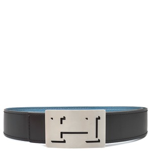 エルメス ベルト Hベルト ラッキーメタル ボックスカーフ ブラック #85 Hモチーフバックル 黒 青 リバーシブル   中古