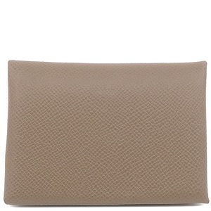 エルメス カードケース カルヴィ デュオ ヴォーエプソン ブラウン未使用 茶 フラグメントケース 中古