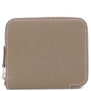 エルメス コインケース アザップ シルクイン コンパクト ヴォーエプソン グレー未使用 グレージュ ラウンドファスナー 中古