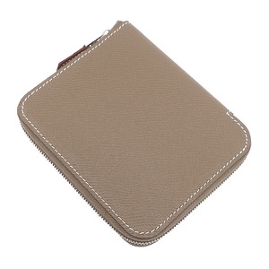 エルメス コインケース アザップ シルクイン コンパクト ヴォーエプソン グレー未使用 グレージュ ラウンドファスナー 中古