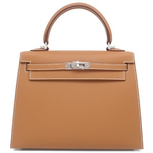 エルメス 2WAYバッグ ケリー25 外縫い ヴォーエプソン ブラウン 茶  中古