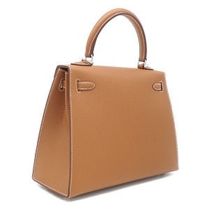 エルメス 2WAYバッグ ケリー25 外縫い ヴォーエプソン ブラウン 茶  中古