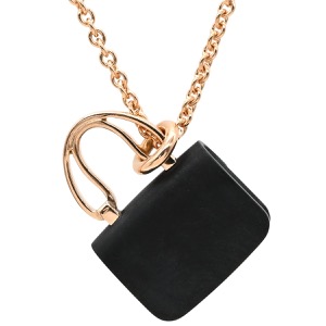 エルメス ネックレス アミュレット コンスタンス ペンダント K18PG ブラック ピンクゴールド Au750 18K 18金 ミニチュア バッグモチーフ 黒翡翠  中古