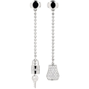 エルメス ピアス ケリー クロシェット K18WG シルバー ダイヤ パヴェ ホワイトゴールド Au750 18K 18金 ドロップ スイング  H221513B 00 中古