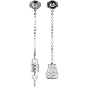 エルメス ピアス ケリー クロシェット K18WG シルバー ダイヤ パヴェ ホワイトゴールド Au750 18K 18金 ドロップ スイング  H221513B 00 中古