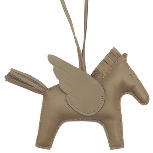 エルメス バッグチャーム ロデオMM ペガサス アニョーミロ グレー グレージュ 単色 ソーエトゥープ 中古