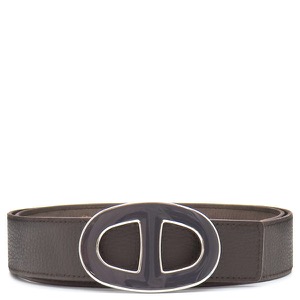 エルメス ベルト シェーヌダンクル ＃80 フィヨルド ブラウン リバーシブル 茶 グレーラッカー  中古