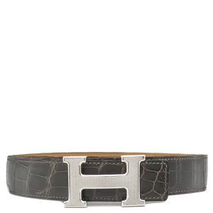 エルメス ベルト コンスタンスH ポロサス グレー #110 クロコ Hバックル  中古