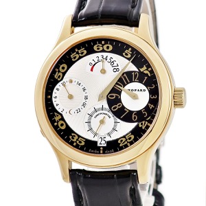 ショパール L.C.U. クアトロ レギュレーター 16/1874 K18YG無垢 デイト ギヨシェ ブラック 限定 手巻き