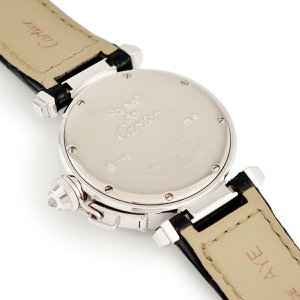 カルティエ パシャ 32ｍｍ WJ123221 K18WG無垢 純正ダイヤ シェル 青針 アラビア クオーツ