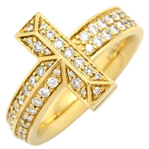 ティファニー リング 指輪 Tワン ダイヤリング K18YG ゴールド T&Co. Au750 18K Tコレクション 中古