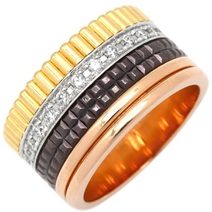 ブシュロン リング 指輪 キャトル クラシック ラージ K18YG ゴールド #T53 ダイヤ Au750 グログラン クルドパリ ダブルゴドロン JRG0062353 中古