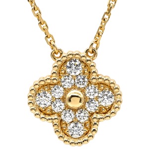 ヴァンクリーフアーペル ネックレス ヴィンテージアルハンブラ ペンダント  K18YG ゴールド Van Cleef & Arpels Au750 K18 12Pダイヤ  VCARA45300  中古