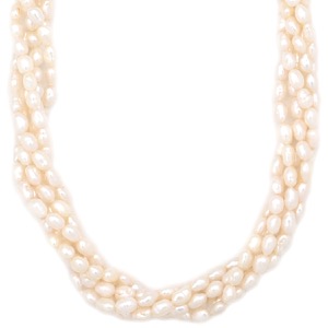 TASAKI ネックレス 淡水パール ネックレス 5連 シルバー ホワイト タサキ シルバー オーバル 真珠 五連 5層 中古