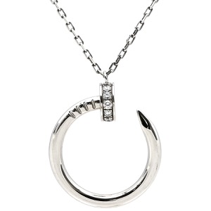 カルティエ ネックレス ジュストアンクル ダイヤモンド ネックレス K18WG シルバー 750WG K18 18金  B7224897 中古