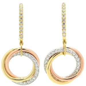 カルティエ ピアス トリニティ セミパヴェ K18YG ゴールド スリーカラー 3連 3重 ダイヤ K18YG×K18PG×K18WG ドロップ スイング  B8301465 中古