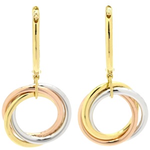 カルティエ ピアス トリニティ セミパヴェ K18YG ゴールド スリーカラー 3連 3重 ダイヤ K18YG×K18PG×K18WG ドロップ スイング  B8301465 中古