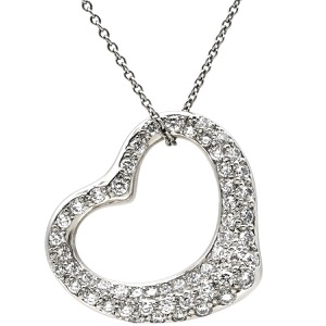 ティファニー ネックレス オープンハート パヴェダイヤ Pt950 シルバー T&Co. Pt950 プラチナム エルサペレッティ 中古