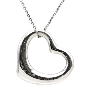 ティファニー ネックレス オープンハート パヴェダイヤ Pt950 シルバー T&Co. Pt950 プラチナム エルサペレッティ 中古