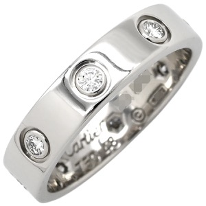 カルティエ リング 指輪 ラブリング フルダイヤ K18WG シルバー #48 ミニラブ LOVE Ring ホワイトゴールド WG Au750 18K 18金 8P 8石 8粒  中古