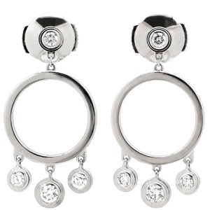 カルティエ ピアス ディアマンレジェ ダムール ダイヤ K18WG シルバー 4P 4石 ダイヤモンド ブリリアントカット スイングピアス  中古